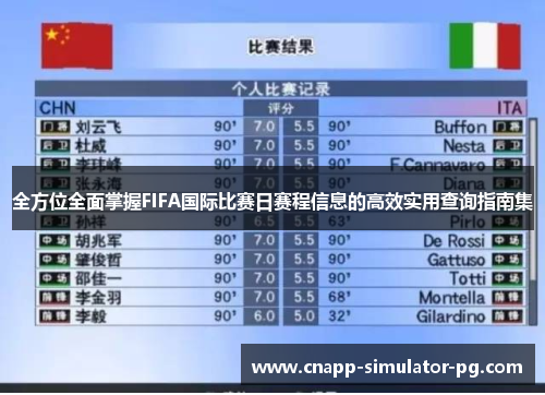 全方位全面掌握FIFA国际比赛日赛程信息的高效实用查询指南集 全方位全面掌握FIFA国际比赛日赛程信息的高效实用查询指南集
